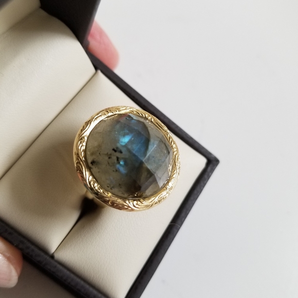 SOLD Italian Luxury! Estate 14k Labradorite Ring - Picture 7 of 8
